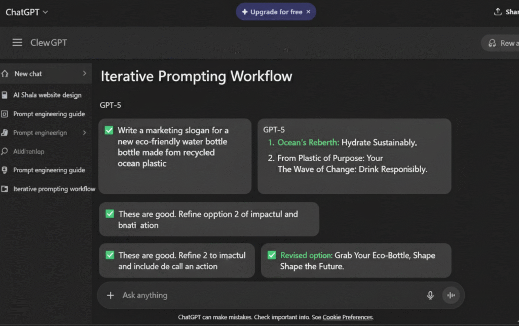 Illustration of ChatGPT turn-based prompting workflow.