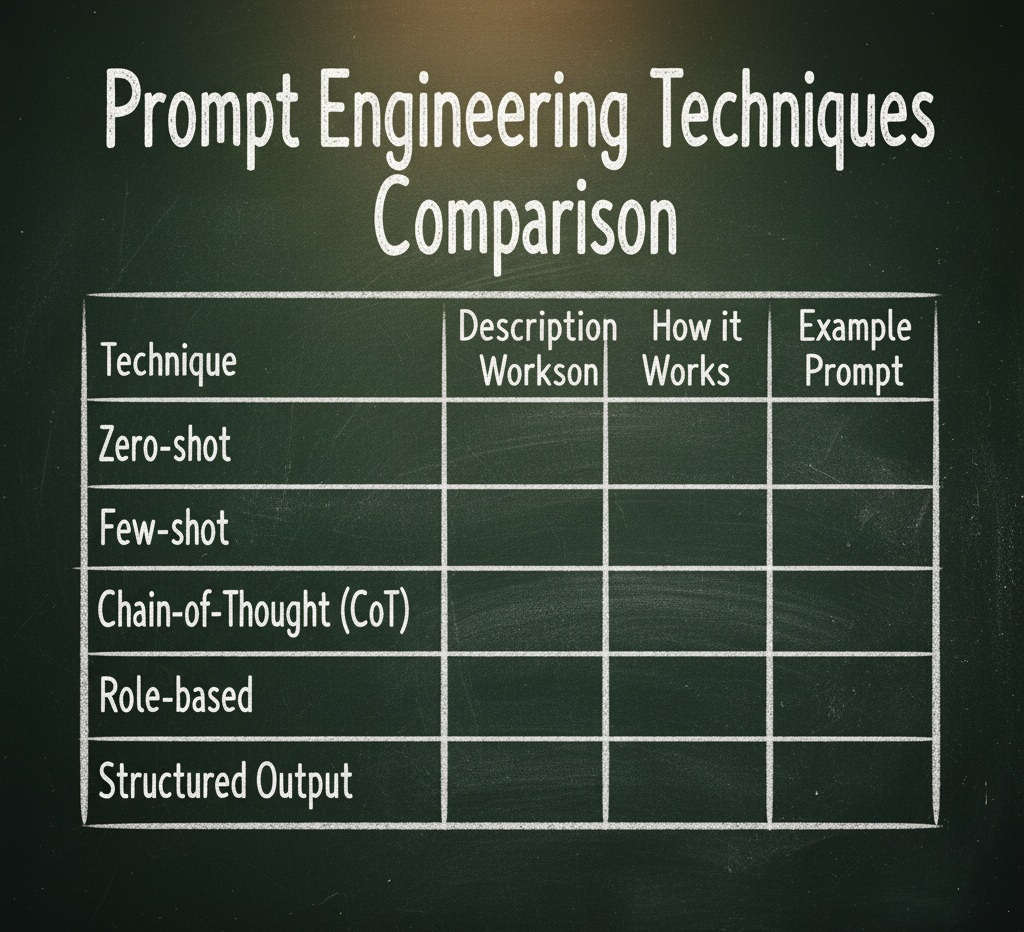 Infographic comparing different prompt engineering techniques.