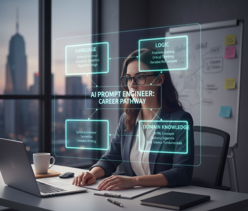 Career roadmap for AI prompt engineers highlighting essential skills.